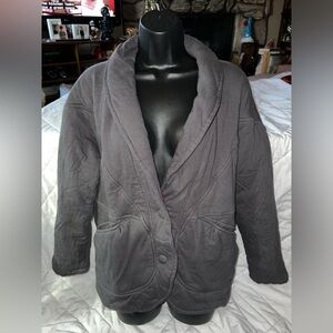 Lys Noir Grey Cotton Quilted Button Up Jacket